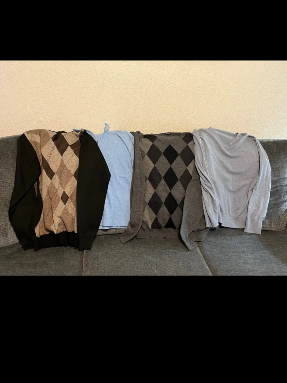 Banana Republic Men's Crewneck Sweaters in Black, Brown, Light Blue, and Gray